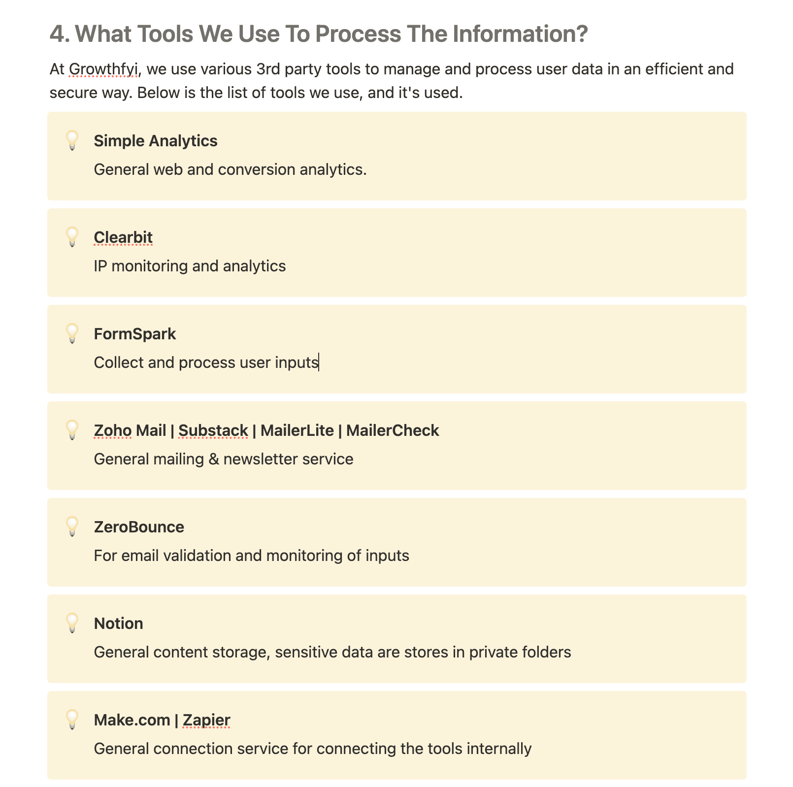 Example privacy policy